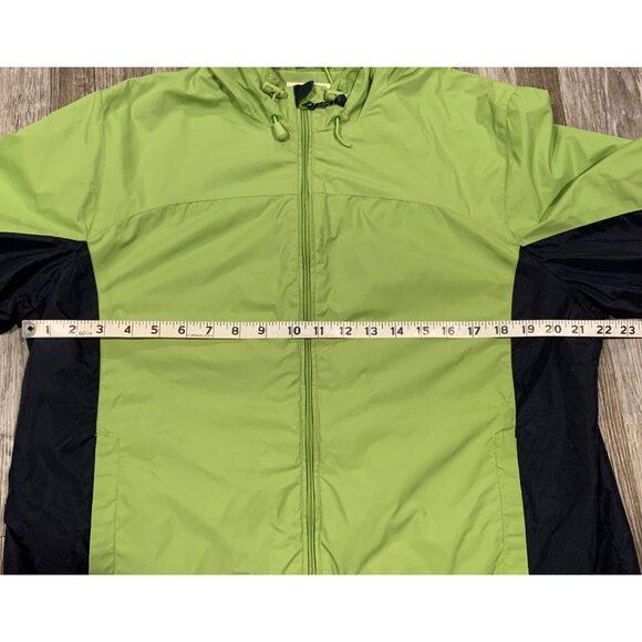 St. Johns Bay Lime Green Black Hooded Windbreaker Jacket Lightweight Size Large - Picture 12 of 16